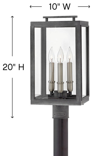 Hinkley Sutcliffe Medium Post Top Or Pier Mount Lantern, Aged Zinc