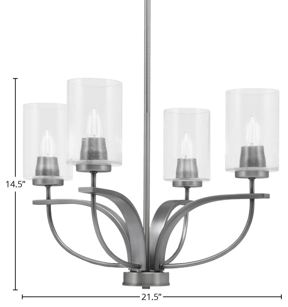 Cavella 4-Light Chandelier, Graphite, 4" Clear Bubble Glass