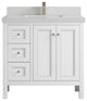 Nashville 36" Center Sink Bath Vanity, White 2" Carrara Quartz