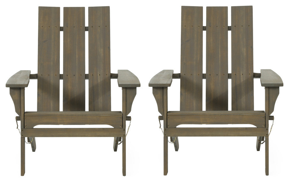 Gurekam Outdoor Foldable Adirondack Chairs, Set of 2, Gray