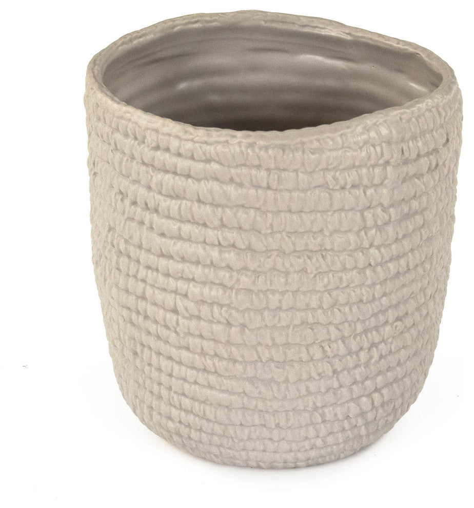 Grey Cross Weave Vase Small