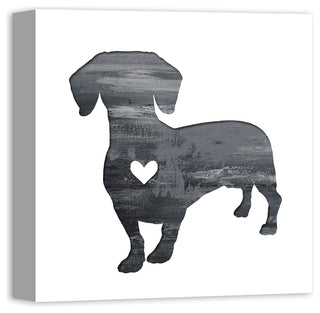 Designs Direct Creative Group Ink Silhouette Dachshund 16x16 Canvas Wall Art