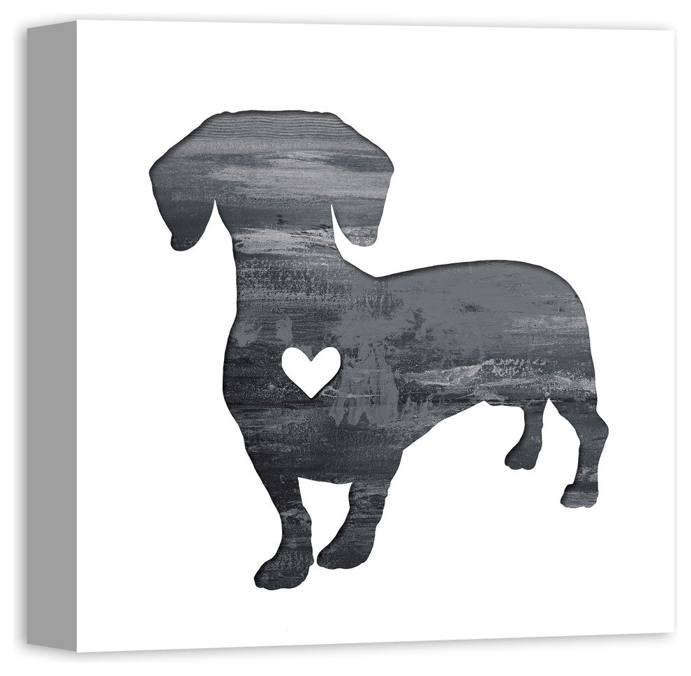 Designs Direct Creative Group Ink Silhouette Dachshund 16x16 Canvas Wall Art