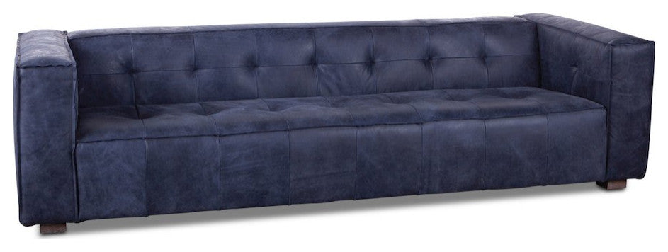 Portia Antique Blue Italian Leather Sofa