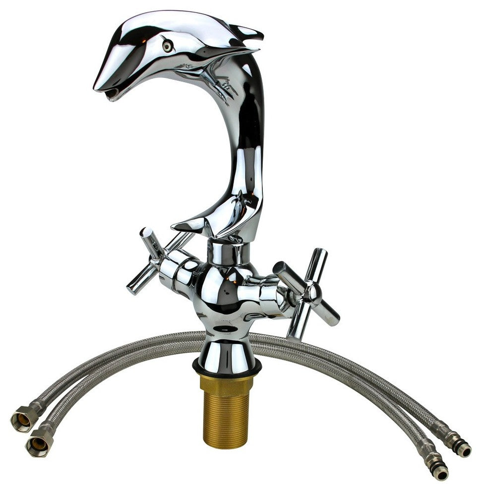 Single Hole Dolphin Shape Faucet Bathroom Mixer Tap Chrome Renovators Supply
