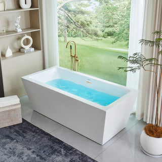 Freestanding Acrylic Bathtub, White/Brushed Nickel, L, 67"