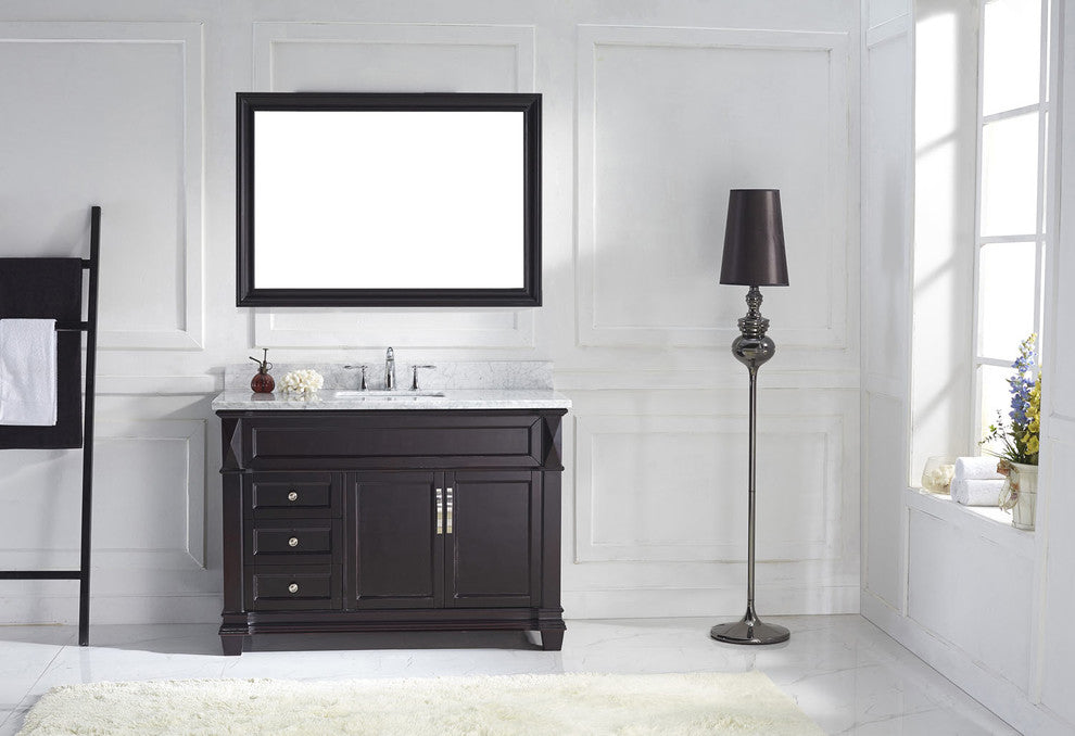 Virtu Victoria 48" Single Bathroom Vanity, Espresso With Faucet and Mirror