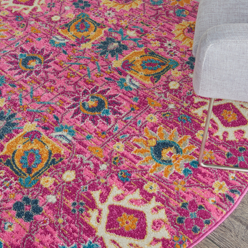 Nourison Passion 4' x Round Fuchsia Bohemian Indoor Area Rug