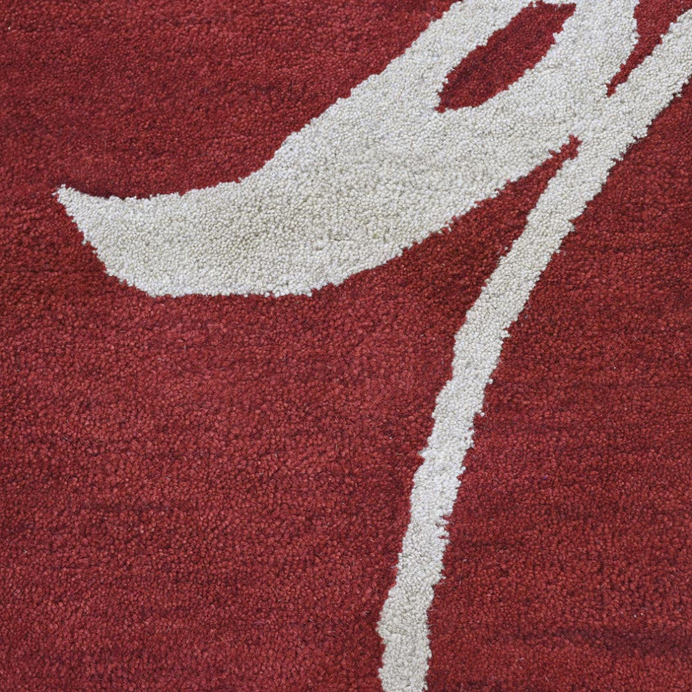 HAND TUFTED WOOL ECO-FRIENDLY AREA RUGS, Red Beige Color, Floral Design