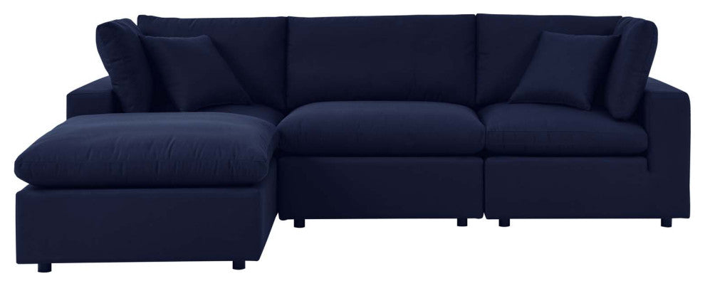 Modular Sectional Deep Sofa Chair Set, Sunbrella, Blue Navy, Outdoor Patio