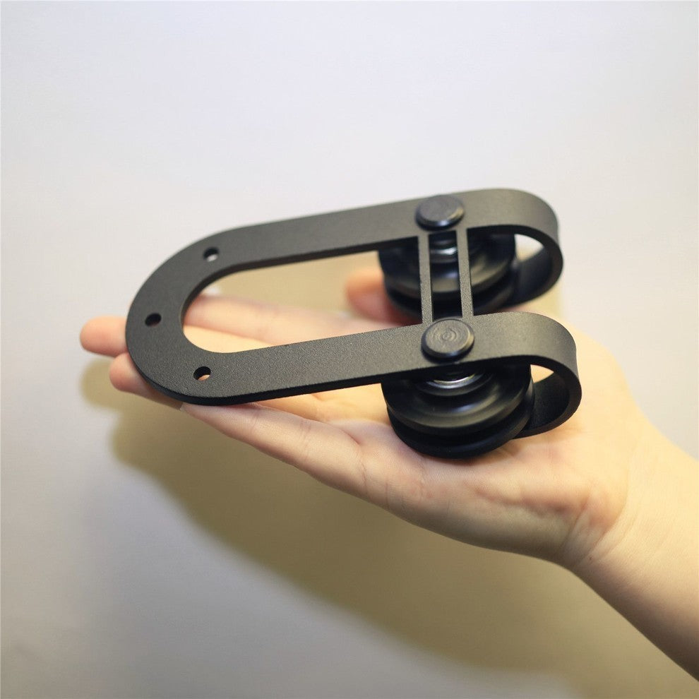 Mini Sliding Barn Door Hardware Kit, Horseshoe Design, 42", Double