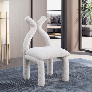 Xena Boucle Fabric Upholstered Accent/Dining Chair, Cream