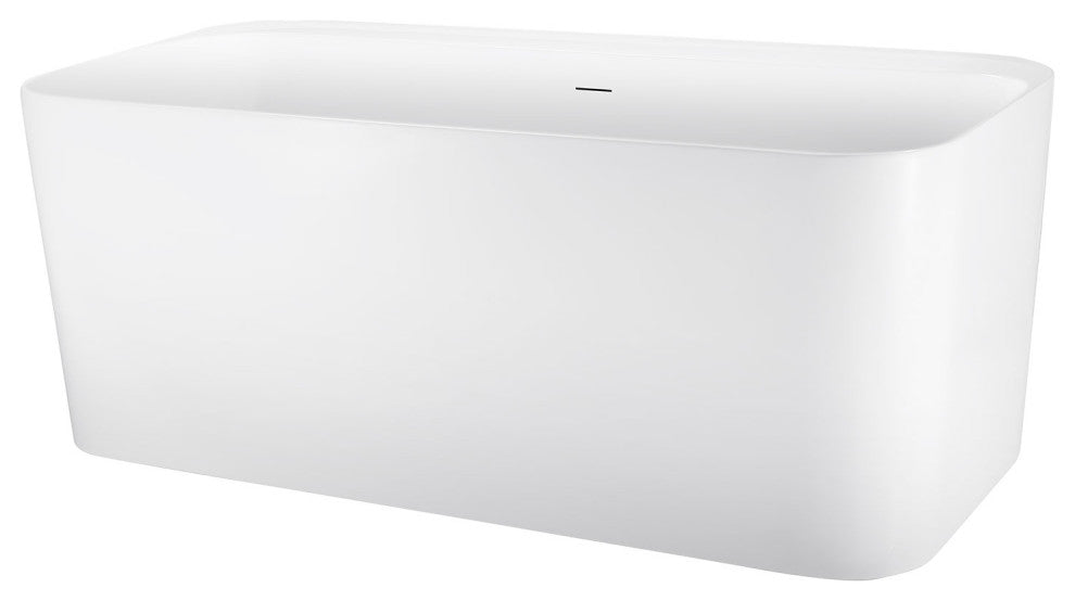 59" Acrylic Roll-Top Flatbottom Non-Whirlpool Bathtub, White