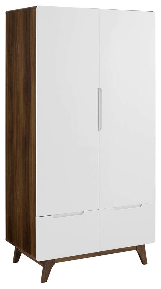Origin Wood Wardrobe Cabinet, Walnut White