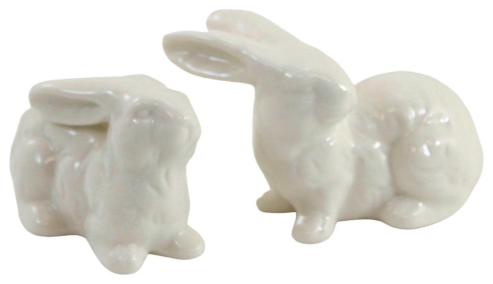 Easter White Bunnies Set/6 Porcelain Hippity Hop Adorable 13872A