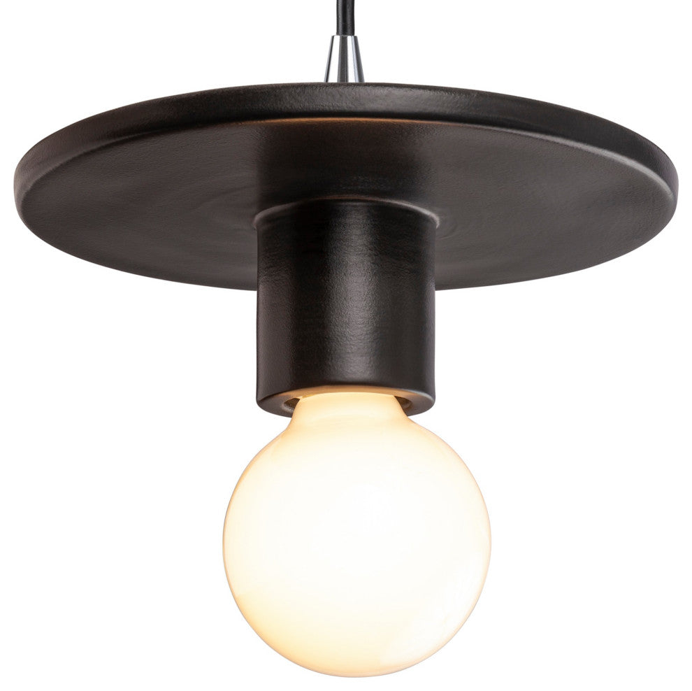 Discus Pendant, Carbon Matte Black/Polished Chrome, Black Cord