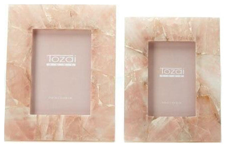 Two's Company Pink Quartz Photo Frames, Gift Box, Set of 2