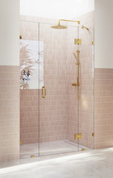 Glass Warehouse 78"x51" Frameless 3 Panel Inline Shower Door, Polished Brass
