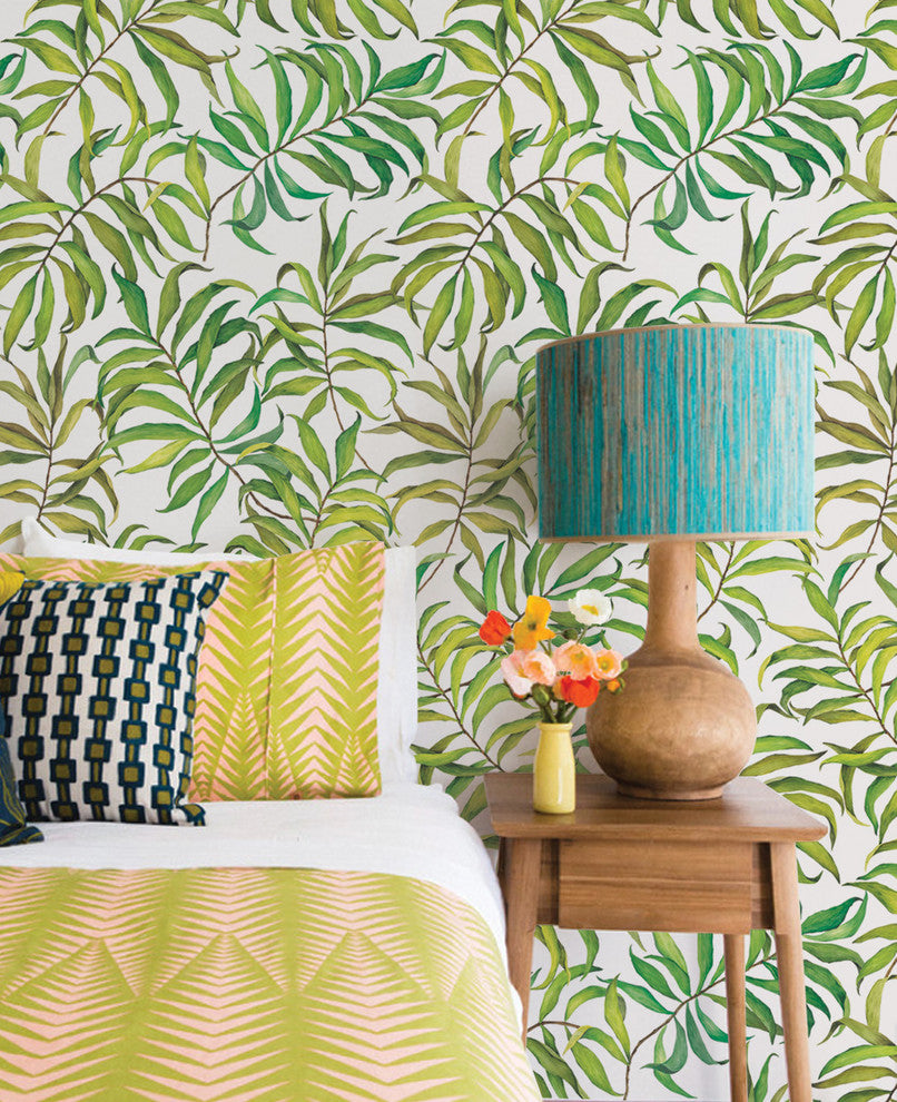 Tropical Leaves Peel and Stick Vinyl Wallpaper, 24"w X 60"h