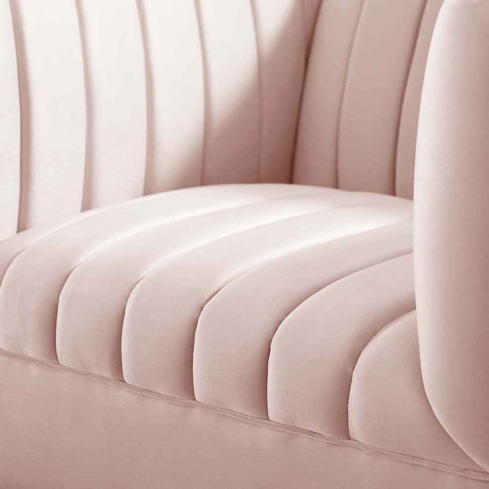 Tufted Armchair Accent Chair, Velvet, Pink, Modern, Living Lounge Hospitality