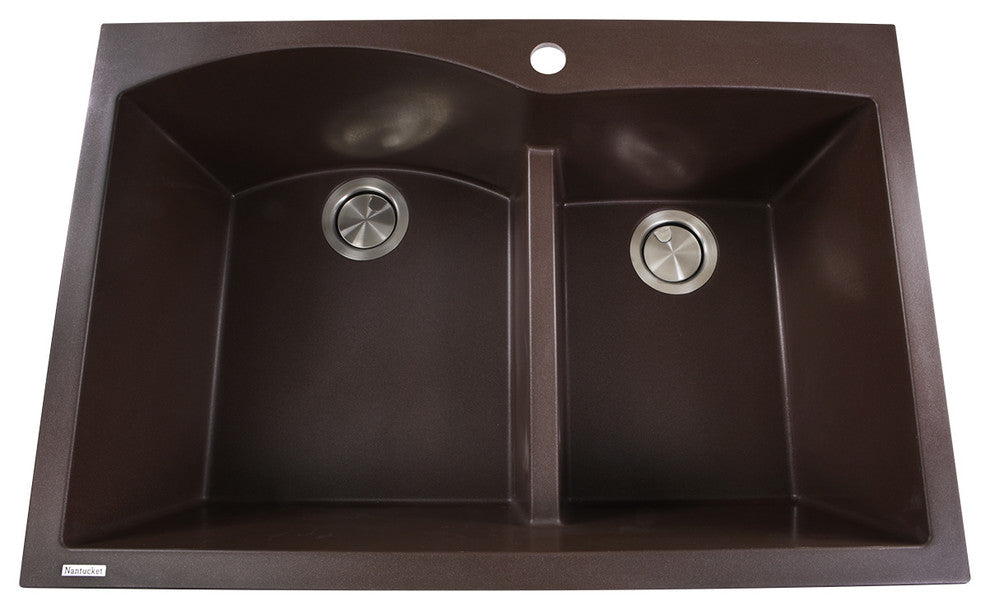 Nantucket Sinks 60/40 Double Bowl Dual-Mount Granite Composite, Brown