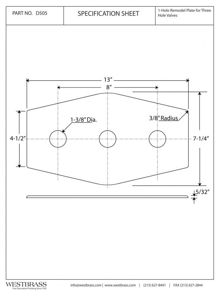 Three-Hole Remodel Plate In Powder Coated White