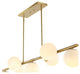 Luca Parisian 53" 7-Light Modern Iron Globe Linear LED Pendant, Brass Gold/White