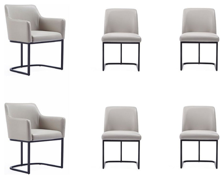 Manhattan Comfort Serena Dining Chair, Set of 6, Light Gray