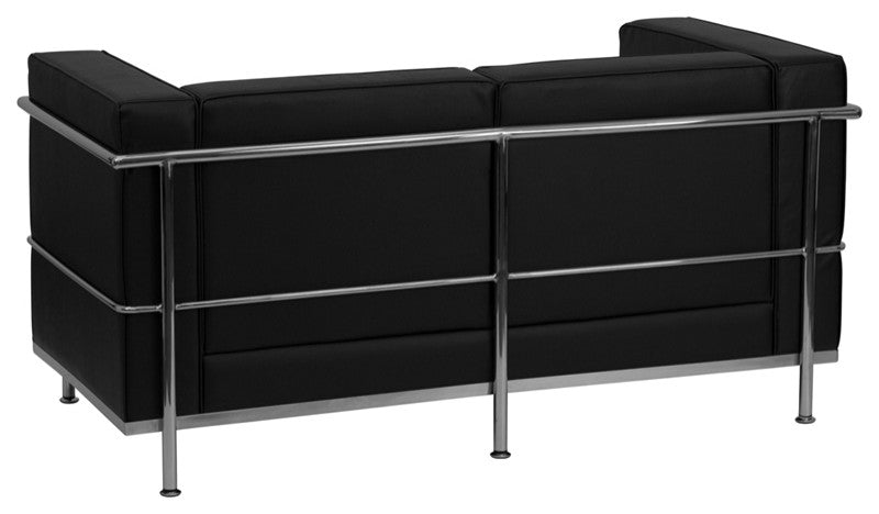 Regal Series Black LeatherSoft Loveseat with Encasing Frame
