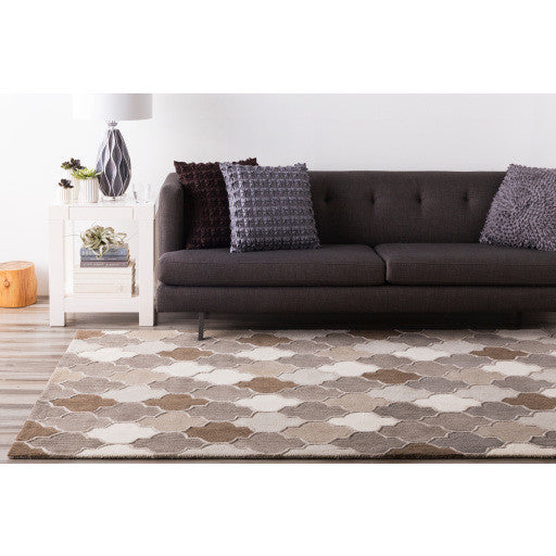 Surya Oasis OAS-1088 2'6"x8' Rug, Gray/Light Gray/Taupe/Dark Brown/Khaki/Cream