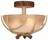 Vaxcel, Lodge 3-Light Noachain Stone Semi-Flush Ceiling Light