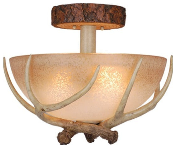 Vaxcel, Lodge 3-Light Noachain Stone Semi-Flush Ceiling Light
