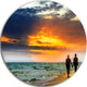 Lovers At Beach, Seashore Photography Round Wall Art, 11"
