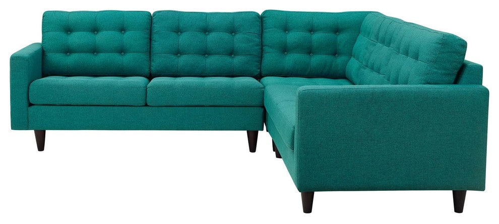 Modern Contemporary Urban Living Sectional Sofa Set, Aqua Blue
