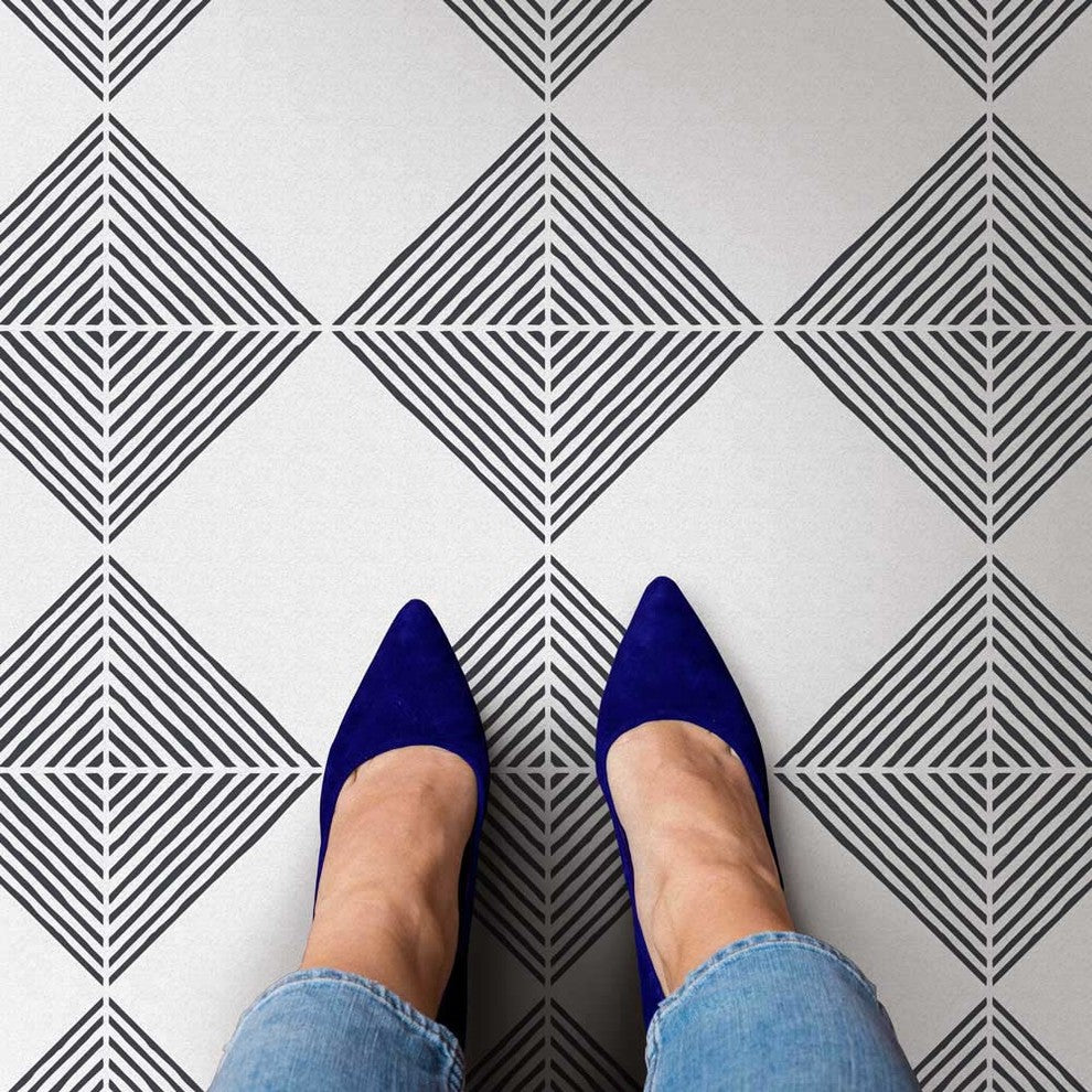 Nola Tile Stencil - DIY Faux Geometric Tiles - Cement Tile Stencils, Large