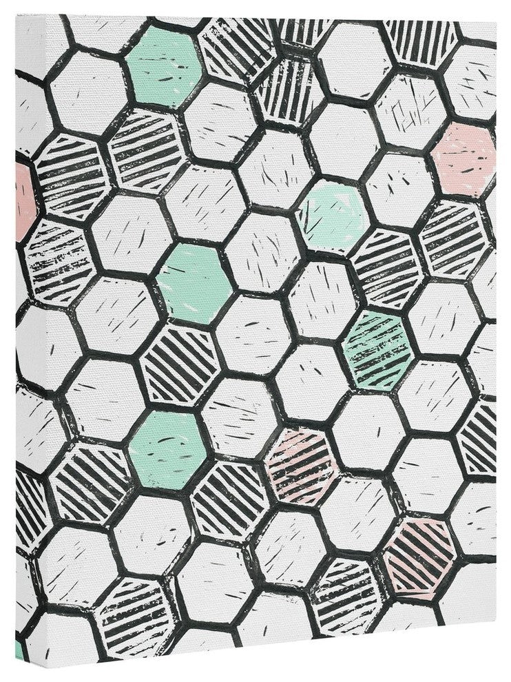 Dash and Ash Honeycomb Block Print Art Canvas, 8"x10"
