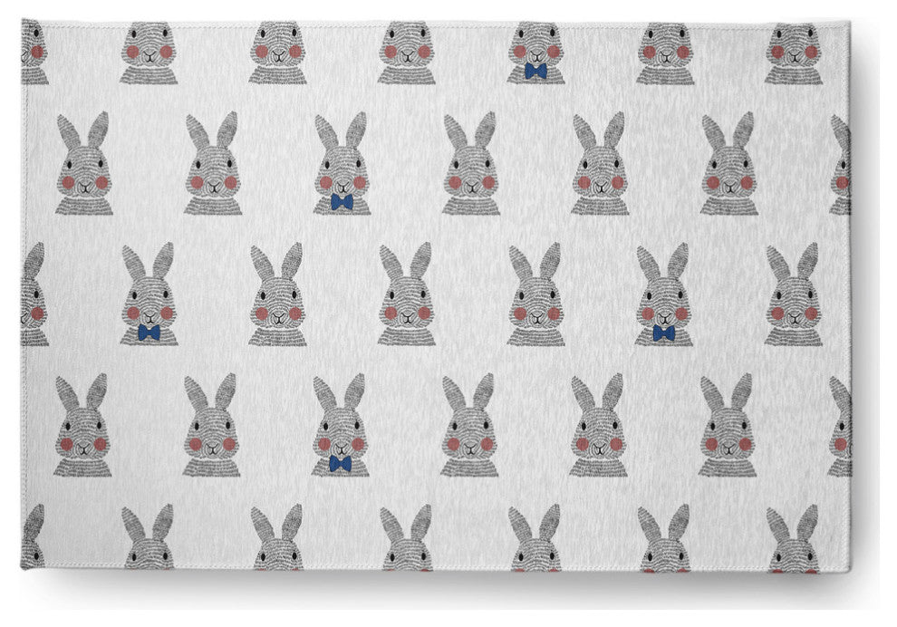 Bunny Fluffle Easter Chenille Rug, Dark Cobalt Blue, 4'x6'