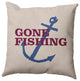 Gone Fishing Polyester Indoor Pillow, Maroon Red, 18"x18"