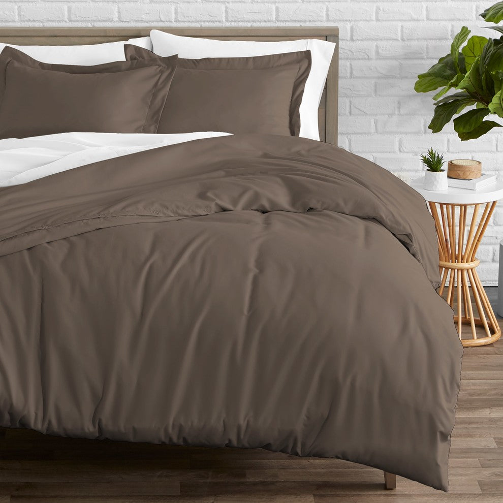 Bare Home Microfiber Duvet Insert & Duvet Cover Set, Taupe, Full/Queen