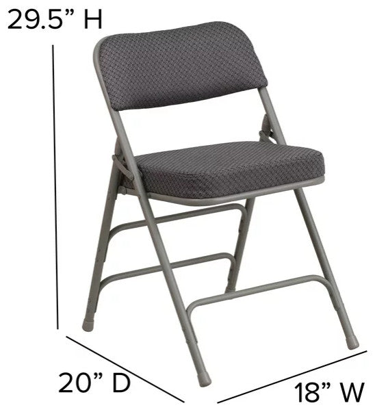 Set of 4 Folding Chair, Pin Dotted Fabric Upholstered Seat & Backrest, Gray