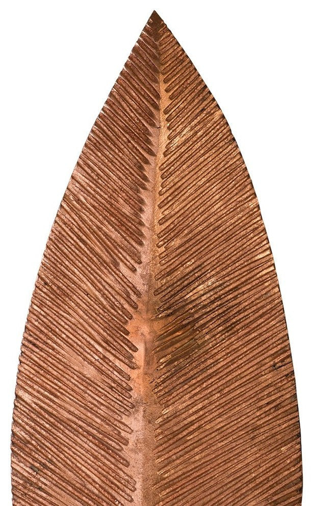 Carved Leaf on Stand, Copper Leaf, Large