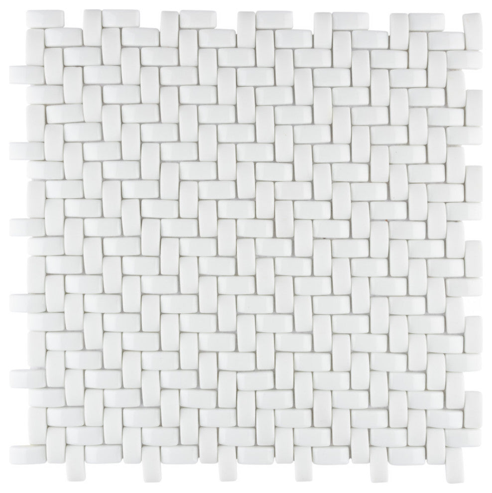 Expressions Weave White Glass Floor and Wall Tile