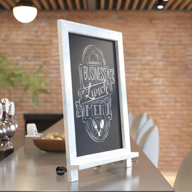 Canterbury Magnetic Chalkboard WithMetal Scrolled Legs, Hang or Countertop Board, 12" X 17" - Rustic Blue