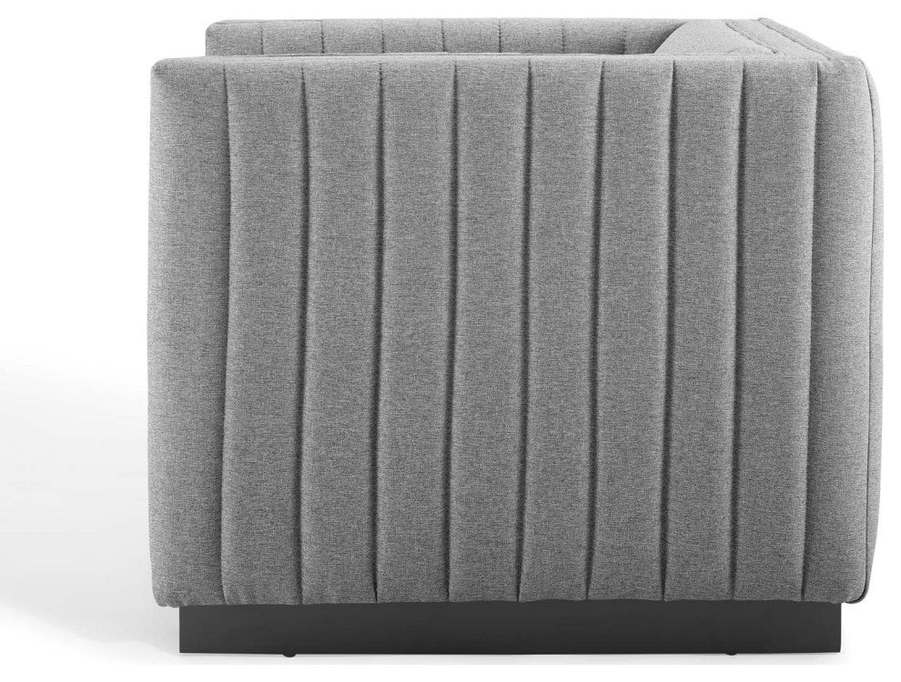 Tufted Armchair Accent Chair, Set of 2, Fabric, Gray, Modern, Lounge