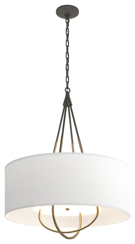 Loop Pendant, Natural Iron Finish, Soft Gold Accents, Natural Anna Shade