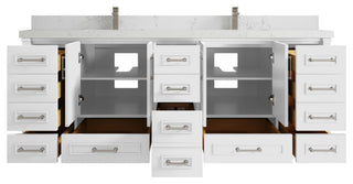 Aberdeen 84 Double Sink Bath Vanity in White 2" Empira Quartz