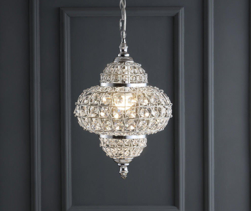 Juliette 12" Crystal, Metal LED Chandelier Pendant, Chrome