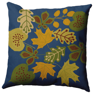 18" x 18" Fall Leaves Decorative Throw Pillow, Blue