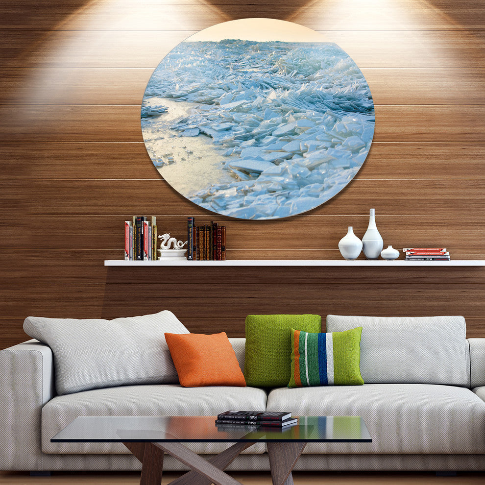 Baltic Sea Winter Landscape, Landscape Round Wall Art, 11"