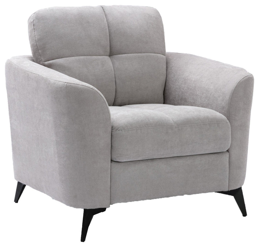 Benzara BM287965 Odin 39" Modern Armchair, Tufted Cushions, Light Gray